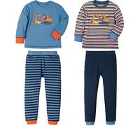 Erwin Müller Kinder-Schlafanzug im 2er-Pack 110 / 116 rauchblau/marine