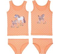 Erwin Müller Single-Jersey Mädchen-Unterwäsche-Set 4-teilig 122 / 128 aprikot/weiß