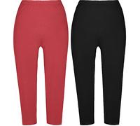 Erwin Müller Single-Jersey Damen-Capri-Leggings im 2er-Pack 44 / 46 rot/schwarz