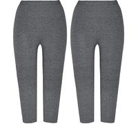 Erwin Müller Single-Jersey Damen-Capri-Leggings im 2er-Pack 48 / 50 grau meliert