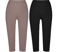 Erwin Müller Single-Jersey Damen-Capri-Leggings im 2er-Pack 48 / 50 taupe/schwarz