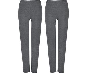 Erwin Müller Single-Jersey Damen-Leggings, lang im 2er-Pack 48 / 50 grau meliert