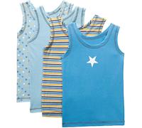 Erwin Müller Single-Jersey Jungen-Unterhemd im 4er-Pack blau/gelb 98 / 104