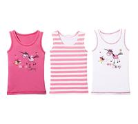 Erwin Müller Single-Jersey Mädchen-Unterhemd im 3er-Pack 110 / 116 pink/weiß