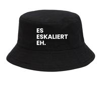 Es Eskaliert Eh Hut Fischerhut Lustiger Hut Bucket Hat Festival Hut Konzert Party Urlaub Sommer Anglerhut Streetwear Unisex Herren Damen Festival Outfit Rave Malle Spaßhut Trinkhut Baumwolle Schwarz