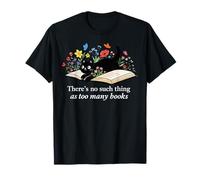 Es gibt Nicht zu viele Bücher Cat Book Floral T-Shirt