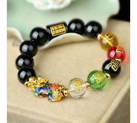 ESBANT Feng Shui Reichtum Armband Fünf Elemente Fünf Götter des Reichtums Pixiu Armband Chinesischer Antikstil Metaphysischer Schmuck Vietnamesisches Gold Pi Yao Kristallarmband, Stil f Color : STYL