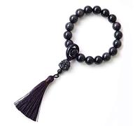 ESBANT Feng Shui Schwarzer Obsidian Armband Lachender Buddha Armband Talisman Stein Kristall Armband Vintage Natur Edelstein Armband for Damen Herren Amulett Reichtum Glücksarmband,14mm Color : Nero