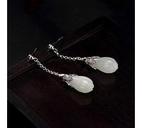 ESCYQ Damen Ohrringe Ohrstecker Ohrhänger Tropfen Ohrlinie,S 925 Sterling Silber Inlay Und Tianyu Ohrringe Weiß Jade Damen Temperament Magnolia Ohrringe Geschenke An Die Geliebten Zu Geben