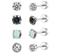 ESHIONER G23 Titan Ohrringe Damen Herren Mädchen Silber Schwarz Gold Opal Perle Ohrstecker Gesundheitsstecker Ohrringe kinder Tochter Ohrpiercing Medizinische Titan Ohrstecker für Allergiker