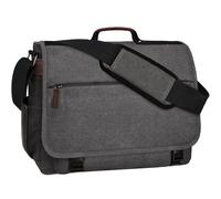 Eshow Umhängetasche Herren Wasserabweisend, Laptoptasche 15,6 Zoll aus Echtleder und Canvas, Messenger Bag Arbeitstasche Schultertasche Vintage für Arbeit Uni Freizeit Büro Grau