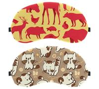 Eslifey 2 Stück Augenmasken für Welpen und Kätzchen, niedliche Tiere, Spielmuster, Augen-Schlaf-Schattenabdeckung mit verstellbarem Riemen zum Schlafen und Reisen