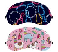 Eslifey 2 Stück Augenmasken mit niedlichem Einhorn-, Lama-, Alpaka-, Wal-, Regenbogen-Muster, Augen-Schlaf-Schattenabdeckung mit verstellbarem Riemen zum Schlafen und Reisen