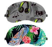 Eslifey 2 Stück Augenmasken mit schönem tropischem Pfauenmuster, Augenschlafschutz mit verstellbarem Riemen zum Schlafen und Reisen