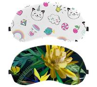 Eslifey 2 Stück Augenmasken, verdunkelnd, Kaktus, tropische Blumen und Blätter, Augenschlafschutz mit verstellbarem Riemen zum Schlafen und Reisen