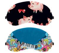 Eslifey 2 Stück Augenmasken zum Verdunkeln, Musikinstrumente, Weltraum, Kritzelei-Illustration, Augen-Schlaf-Schattenabdeckung mit verstellbarem Riemen zum Schlafen und Reisen