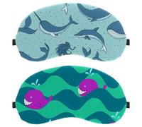 Eslifey 2 Stück Augenmasken zum Verdunkeln, Wal und Wellen, mit verstellbarem Riemen zum Schlafen und Reisen