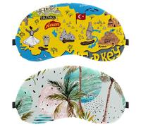 Eslifey 2 Stück Schlafmaske, tropische Palmen-Augenbinde, Schlafmaske, Augenschattenabdeckung für Männer und Frauen, Flugzeug, Reisen