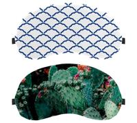 Eslifey 2 Stück Verdunkelungsmasken, botanische Kakteen, Kakteen, grüne Pflanze, Augen-Schlafschutz mit verstellbarem Riemen zum Schlafen und Reisen