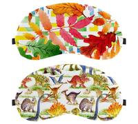 Eslifey 2 Stück Verdunkelungsmasken, bunte niedliche Dinosaurier-Augen-Schlaf-Schattenabdeckung mit verstellbarem Riemen zum Schlafen und Reisen