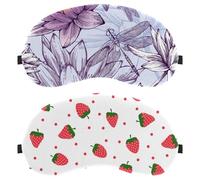 Eslifey 2 Stück Verdunkelungsmasken, Erdbeeren und Punkte mit niedlichen rosa Früchten, Augen-Schlafschutz mit verstellbarem Riemen zum Schlafen und Reisen
