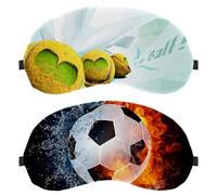 Eslifey 2 Stück Verdunkelungsmasken, Fußball auf Feuer, Wasser, Augenschlaf Schatten Abdeckung mit verstellbarem Gurt zum Schlafen Reisen