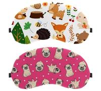 Eslifey 2 Stück Verdunkelungsmasken, niedliche Mops-Hundeaugen-Schlafschattenabdeckung mit verstellbarem Riemen zum Schlafen auf Reisen