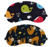 Eslifey 2 Stück Verdunkelungsmasken, niedliches Faultier-Muster, Augen-Schlaf-Schattenabdeckung mit verstellbarem Riemen zum Schlafen und Reisen