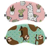 Eslifey 2 Stück Verdunkelungsmasken, niedliches Tier-Faultier und Punkte, Augen-Schlafschutz mit verstellbarem Riemen zum Schlafen und Reisen