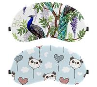 Eslifey 2 Stück Verdunkelungsmasken, Panda-Gesicht und Ballon-Herzen und Wolkenmuster, Augen-Schlaf-Schattenabdeckung mit verstellbarem Riemen zum Schlafen und Reisen