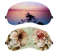 Eslifey 2 Stück Verdunkelungsmasken, Retro-Hortensien-Augenschutz, mit verstellbarem Riemen zum Schlafen und Reisen