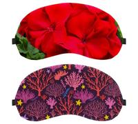 Eslifey 2 Stück Verdunkelungsmasken, schöne rote Korallenaugen-Augenabdeckung mit verstellbarem Riemen zum Schlafen auf Reisen