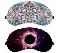 Eslifey 2 Stück Verdunkelungsmasken, schwarzes Loch im Weltraum, Galaxie-Muster, Augen-Schlaf-Schattenabdeckung mit verstellbarem Riemen zum Schlafen und Reisen
