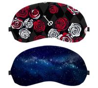 Eslifey 2 Stück Verdunkelungsmasken, tiefes Weltraumblau, Galaxie, Sternenauge, Schlafschattenabdeckung mit verstellbarem Riemen zum Schlafen und Reisen
