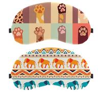 Eslifey 2 Stück Verdunkelungsmasken, Tier-Elefanten-Muster, Augen-Schlaf-Schattenabdeckung mit verstellbarem Riemen zum Schlafen und Reisen