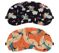 Eslifey 2 Stück Verdunkelungsmasken, Tier-Roter Fuchs, niedliches Cartoon-Muster, Augen-Schlaf-Schattenabdeckung mit verstellbarem Riemen zum Schlafen und Reisen