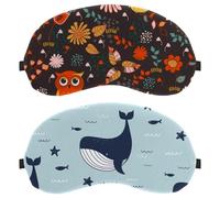 Eslifey 2 Stück Verdunkelungsmasken, Wal-Meeresaugen-Schlafschutz mit verstellbarem Riemen zum Schlafen und Reisen