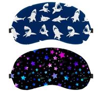 Eslifey 2 Stück Verdunkelungsmasken, Weltraum-Galaxie, Sternbild, Stern, Blau, Rosa, Muster, Augen-Schlafschutz, Abdeckung mit verstellbarem Riemen zum Schlafen und Reisen