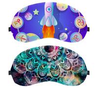 Eslifey 2 Stück Verdunkelungsmasken, Weltraum-Mandala, Augen-Schlaf-Schattenabdeckung mit verstellbarem Riemen zum Schlafen und Reisen