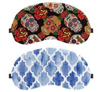 Eslifey 2 x Verdunkelungsmasken, Aquarell-Meerjungfrauen-Fischschuppen-Muster, Augen-Schlaf-Schattenabdeckung mit verstellbarem Riemen zum Schlafen und Reisen