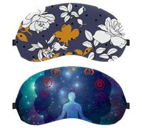 Eslifey 2 x Verdunkelungsmasken, für Männer, Meditieren, Yoga, Stern, Kosmos, Galaxie, Universum, blaue Augen, Schlafschutz, mit verstellbarem Riemen zum Schlafen und Reisen