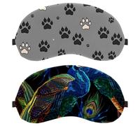 Eslifey 2 x Verdunkelungsmasken, klassische Stickerei, Pfauenmuster, Augen-Schlafschutz, Abdeckung mit verstellbarem Riemen zum Schlafen und Reisen