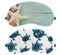 Eslifey 2 x Verdunkelungsmasken, Meeresschildkröten, Augen-Schlafschutz mit verstellbarem Riemen zum Schlafen und Reisen