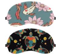 Eslifey 2 x Verdunkelungsmasken, Meeresschildkröten und tropische Fischaugen, Schlafschutz mit verstellbarem Riemen zum Schlafen und Reisen