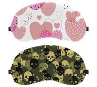 Eslifey 2 x Verdunkelungsmasken, Tarnmuster, Totenkopf-Grün, Augenschutz, mit verstellbarem Riemen zum Schlafen und Reisen