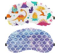 Eslifey 2 x Verdunkelungsmasken, Unterwasser-Meerjungfrauen, Fischschuppen, Aquarell-Muster, Augen-Schlafschutz, mit verstellbarem Riemen zum Schlafen und Reisen