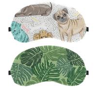 Eslifey Augenmasken, blickdicht, tropische grüne Blätter, Augenschutz, mit verstellbarem Riemen, zum Schlafen und Reisen, 2 Stück