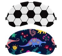 Eslifey Augenmasken mit Dinosaurier-Motiv, niedliche Tiere, Blumen, Waldmuster, Augen-Schlafschutz, mit verstellbarem Riemen, zum Schlafen und Reisen, 2 Stück