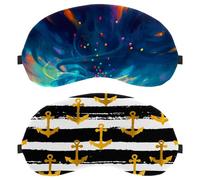 Eslifey Augenmasken mit goldenem Anker auf schwarz-weiß gestreiftem Muster, Augen-Schlafschutz, mit verstellbarem Riemen, zum Schlafen und Reisen, 2 Stück