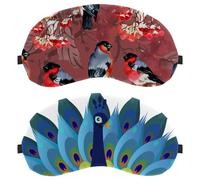 Eslifey Augenmasken mit Pfauen-Design, verdunkelnd, mit verstellbarem Riemen, zum Schlafen und Reisen, 2 Stück